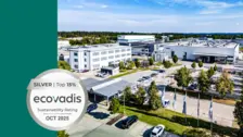 NETZSCH facility showcasing sustainable practices, awarded EcoVadis Silver Medal 2025 for top 15 percent corporate sustainability performance.